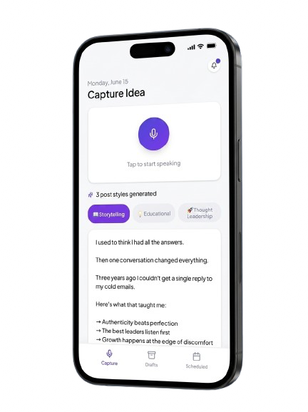RecaptioAI app — Capture Idea screen